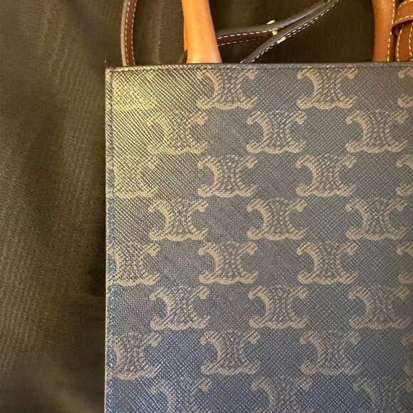 MINI VERTICAL CABAS IN TRIOMPHE CANVAS AND CALFSKIN WITH CELINE PRINT TAN - Picture 3 of 5